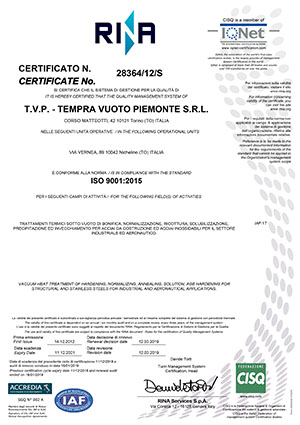 Trattamenti termici sotto vuoto